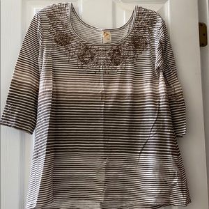 🔴 SOLD 🔴 Anthropologie Brown stripe top